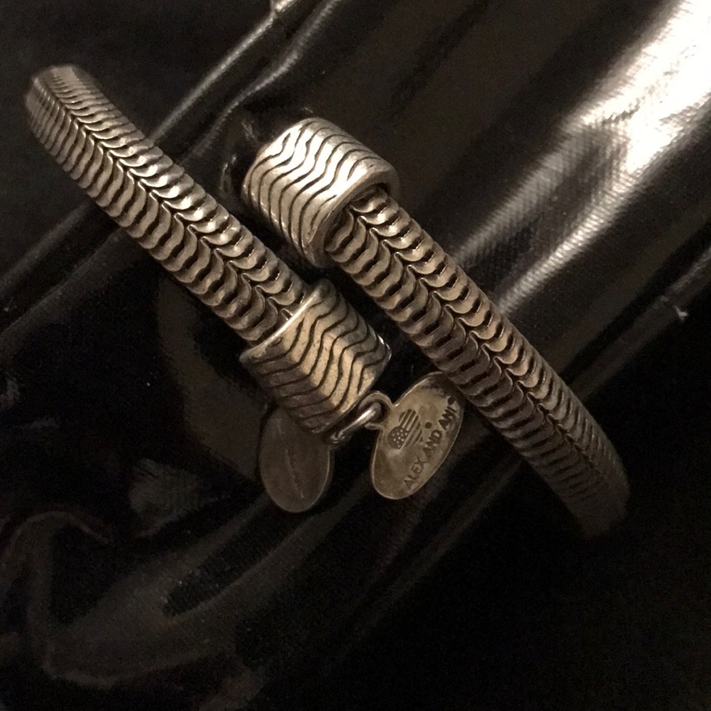 Alex and Ani silver plated braided coil bracelet